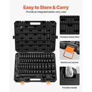 VEVOR Impact Socket Set, 1/2 Drive, 65-Piece Socket Set, 6 Point Sockets, SAE 3/8 to 1-1/4 and Metric 10-24 mm, Easy to Identify, with a Sturdy Storage Case, Cr-V Alloy Steel for Vehicles Repair