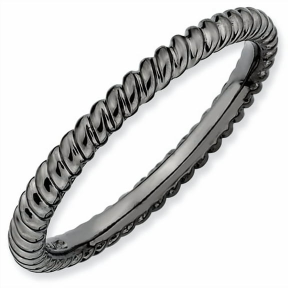 Sterling Silver Black-Plated Twisted Ring