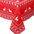 thumbnail image 5 of Red Christmas Table Cloth Rectangle 60" x 84" - Washable Polyester Deer & Snowflake Print Decoration Tablecloth for Kitchen Dinning, Holiday Dinner, 5 of 6