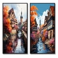 thumbnail image 2 of Designart "Old Town Germany Bambergs wall art II" Germany Framed Wall Art Set Of 2 - Orange Landscapes Gallery Wall Frame Set For Home Decor, 2 of 7