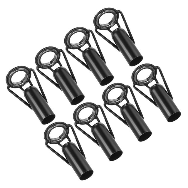 Unique Bargains 7.5mm Stainless Steel Fishing Rod Tip Repair Kit Pole Ring Guide Replacement, Black 8 Pack