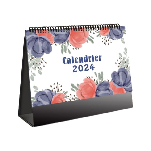 Calendario plegable de escritorio de 2024, en francés, de enero de 2024 a diciembre de 2024, 6,9" x 6,3", calendario de escritorio de 12 meses