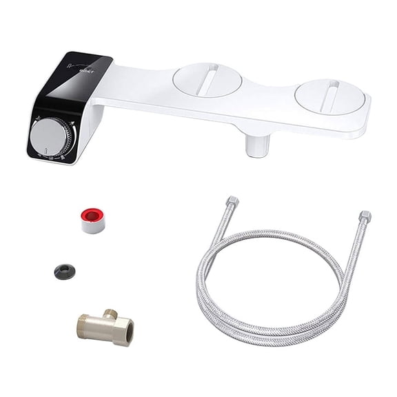 Bidet Attachment Ultra-Slim Toilet Double Nozzle Spiral Adjustable Water Pressure Non-Electric Ass Sprayer with Hose,B,As Shown