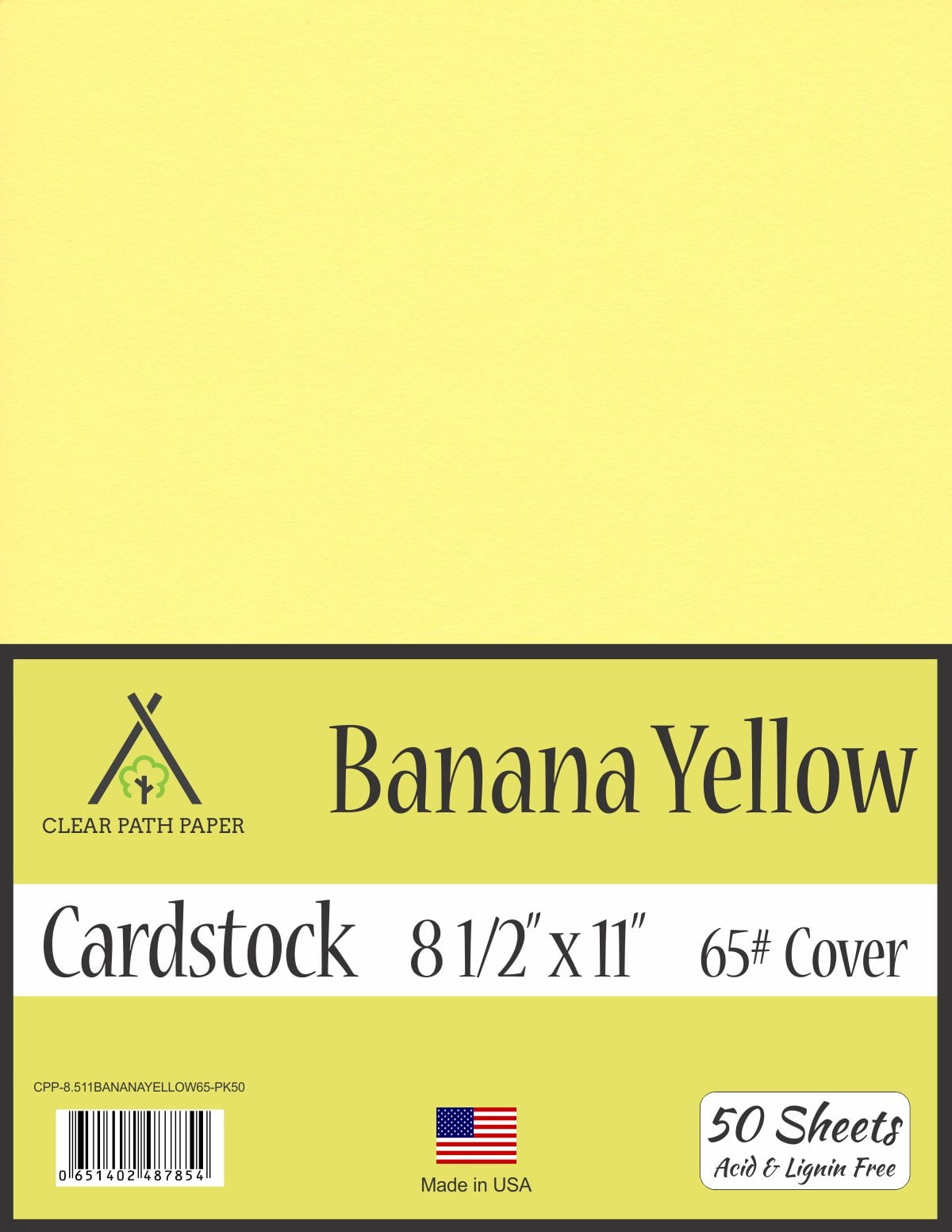 50 Sheets Banana Yellow Cardstock 8.5 x 11 inch 65Lb Cover