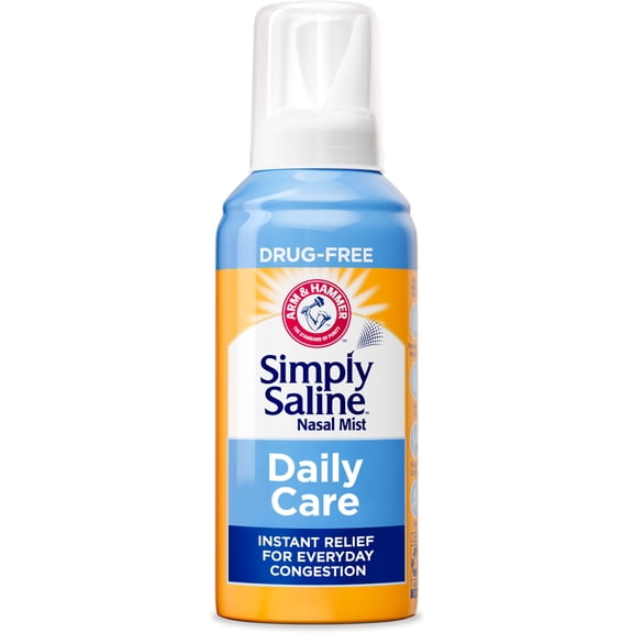 ARM & HAMMER Simply Saline Nasal Care Daily Mist Spray, Saline Nasal Spray, Instant Relief For Every Day Congestion, 4.5 oz