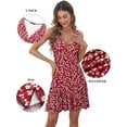 thumbnail image 4 of Women's 2025 New Summer Sleeveless Sexy Wrap V Neck Floral Sundress Mini Dress, 4 of 10