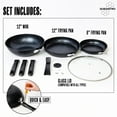 thumbnail image 6 of DURANITRO 4 Piece Nitrogen-Hardened Honeycomb Nonstick Carbon Steel 8” and 12” Frying Pans, 12” Wok, and 12” Glass Lid Cookware Set – Easy to Clean, Suitable for All Stovetops- FREE GIFT INCLUDED, 6 of 6