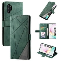 Dteck Case For Samsung Galaxy Note 10 Plus(6.8 inch), Luxury Magnetic Leather Card Holder Wallet Case Hybrid Protective Stand Shockproof Cover ,Green