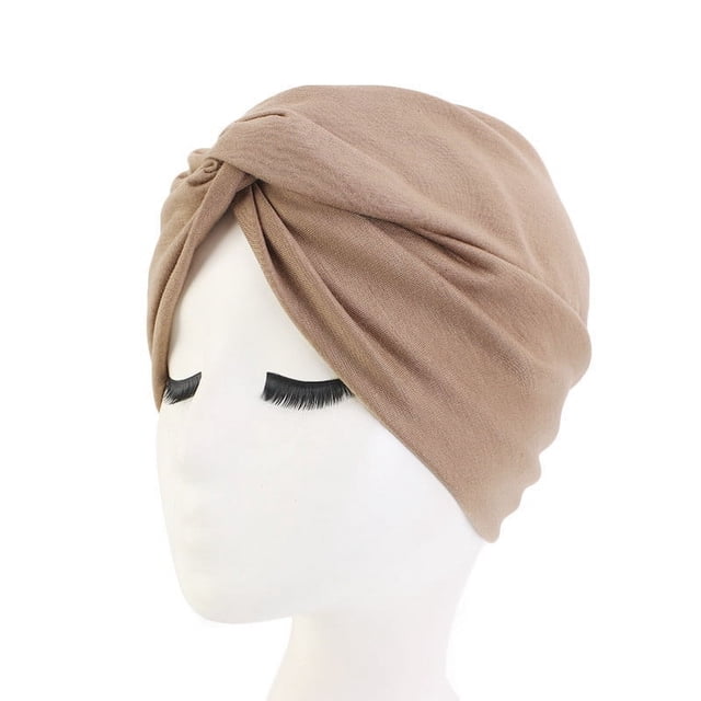 Turbante de estilo étnico, gorro cruzado de algodón de imitación, gorro de quimioterapia, gorro envolvente
