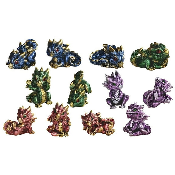 FC Design 12-PC Medieval Miniature Dragons in Different Poses and Color 2.25"H Figurine Set Statue Sculpture Ornament Decoration Home/Room Decor and Unique Gift Ideas