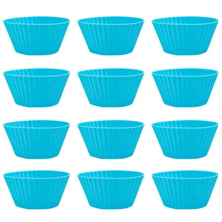 

Yoone 12Pcs Round Stackable Muffin Cups Non-stick High Temperature Resistant Bakeware Food Grade Silicone Baking Molds Party Favors