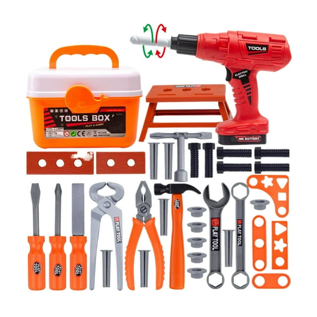 Wweixi Inspiring Kids Tool Toys Kit For Imaginative Play Stimulating Childrens Thinking 42 pcs with toolbox