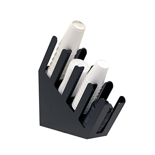 Organizador de Tazas y Tapas Mind Reader Fancy, 4 Compartimentos, Acrílico Negro
