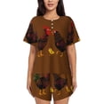 thumbnail image 1 of Balery Chicken Farm Animal Conjunto de Pijama para Mujer con Estampado, Dos Piezas de Manga Corta y Shorts, Ropa de Dormir Suave con Cuello Redondo y Bolsillos-4X-Large, 1 of 6