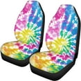 thumbnail image 6 of KUIFORTI Fashion Tie Dye Automobile Seat Cover Sets 4 Pcs, Front Seat Protector Carseat Rear Split Bench Cover Comfortable Universal for Car Truck SUV Easy to Install, 6 of 7