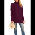 thumbnail image 3 of Suéter Holgado de Gran Tamaño para Mujer, Estilo Túnica Acanalada con Mangas Murciélago de Otoño. Vino Tinto L, 3 of 9