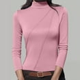 thumbnail image 2 of zbxnLI Long Sleeve Shirts for Women Mock Turtleneck Basic Tee Shirt Pleated Casual Fall Winter Tunic Tops, 2 of 6