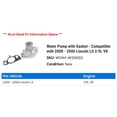 thumbnail image 2 of Water Pump with Gasket - Compatible with 2000 - 2006 Lincoln LS 3.9L V8 2001 2002 2003 2004 2005, 2 of 2