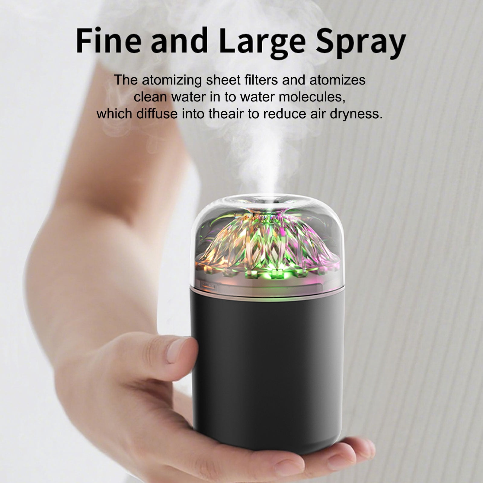 JELLOO 180mL Personal Desktop Cool Mist Humidifier, Colorful LED Night Light