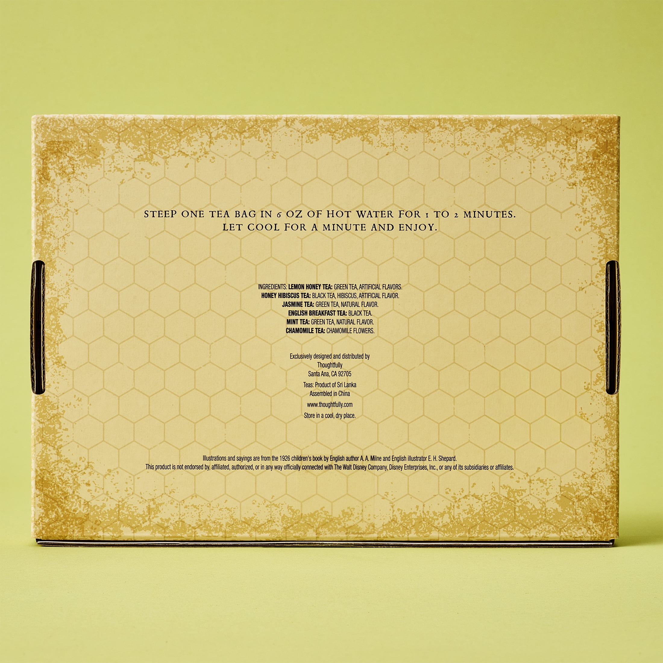 Thoughtfully, Classic Winnie-the Pooh Tea Collection Gift Set, Includes 60 Premium Tea Bags with Nostalgic Quotes from A.A. Milne, 6 Flavors, Cozy Literary Tea Gift