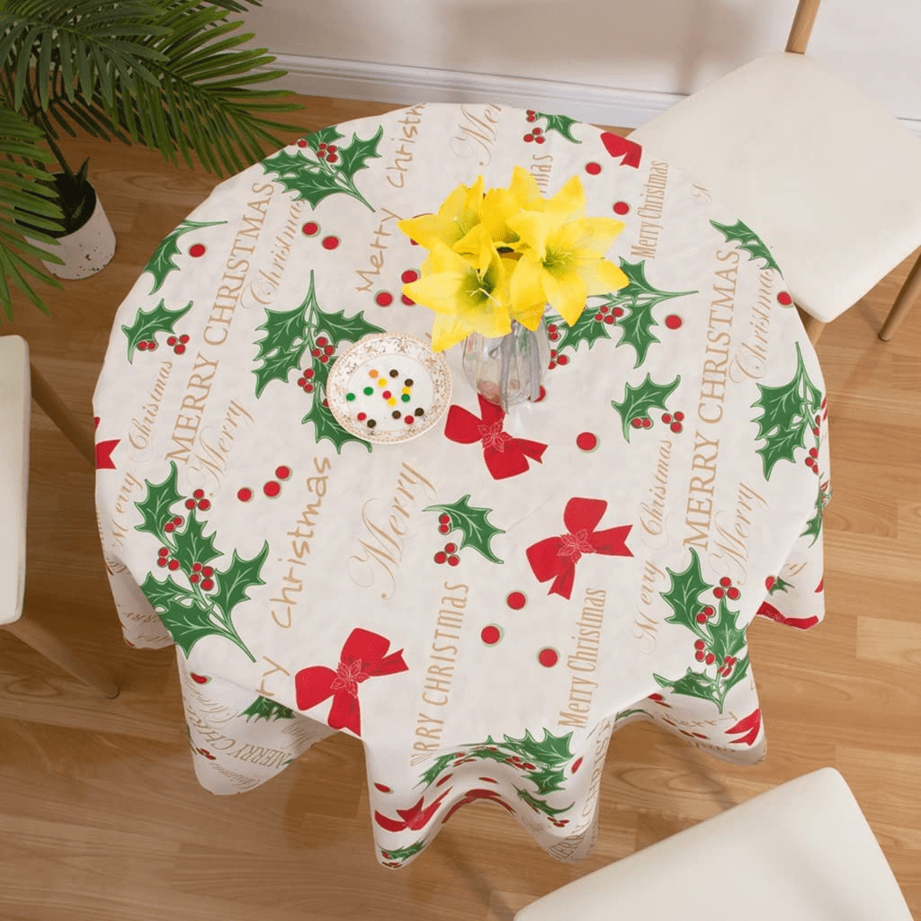 Ray Star Christmas Tablecloth 60 Round Halloween Table Cloth 100% Waterproof Oil Proof Spill Proof PVC Table Cloth, Wipe Clean Table Cover
