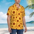 thumbnail image 3 of Honeii Vintage Leopard Print Sunflower Print Men’s Hawaiian Shirt,Classic Button-Down Short Sleeve Shirt, for Beach, Vacation, and Outdoor Activities,Medium, 3 of 7