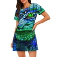 thumbnail image 1 of Saiise Chemise de Nuit à Manches Courtes pour Femmes, Motif Crocodile en Vitrail Coloré, Col Rond, Mignonne, Confortable, 1 of 6
