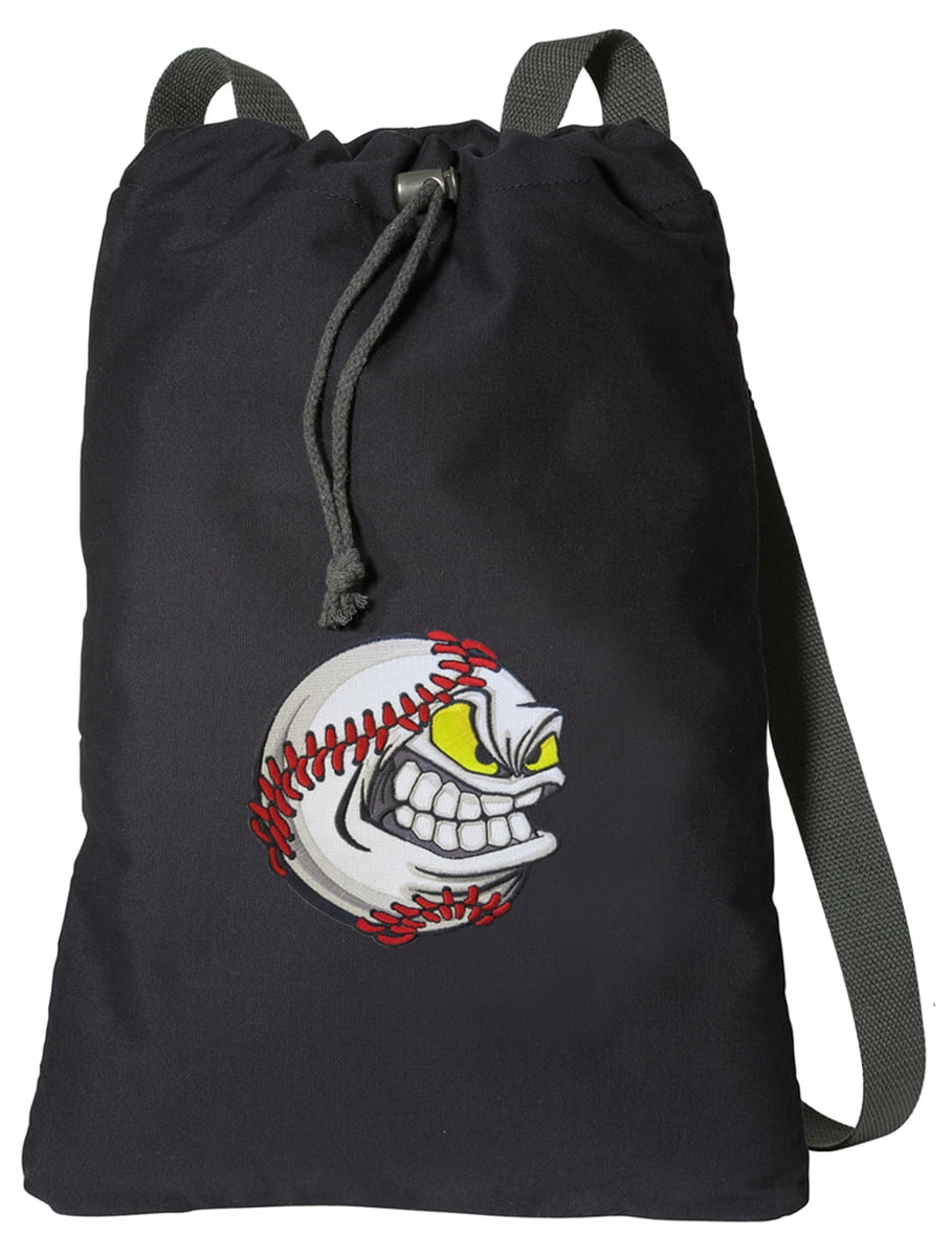 Canvas Baseball Fan Backpack Natural Cotton Baseball Cinch Bag Lined