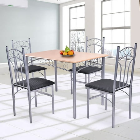 5PCS Modern Dining Set Table & 4 Chairs Home Kitchen Furniture