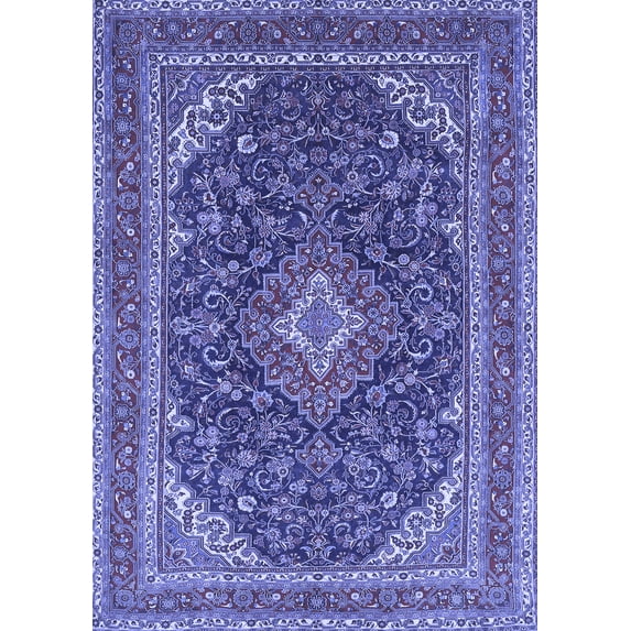 Ahgly Company Indoor Rectangle Medallion Blue Traditional Area Rugs, 5' x 8'