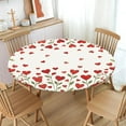 thumbnail image 2 of Valentines Day Round Fitted Tablecloth with Elastic Edge,Water-Resistant Wipeable Valentine''s Day Red Heart Floral Green Leaf Table Cover for 48-52" Stretch Table Cloth for Dinner Indoor Outdoor, 2 of 8