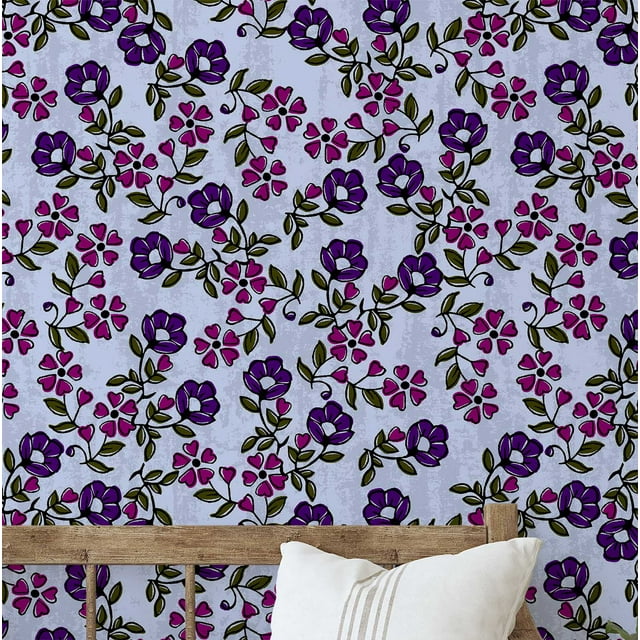 S4Sassy Peel & Stick Vinyl Wallpaper, Floral Wall Paper Contact Paper Waterproof - Blue, 25"X360", Textured Finish, Removable Asian Style Covering For Home Decor In Bedrooms & Living Areas