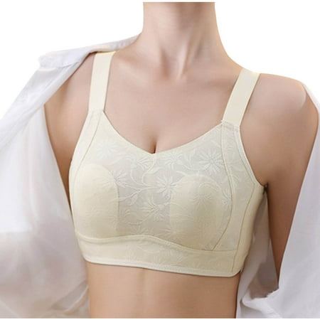 Jgppe Push up Bras for Women Thin Wirefree V Neck Comfort Padded Plus Size High Support Everyday Bra