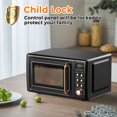 thumbnail image 5 of LDAILY 0.7Cu.ft Retro Small Microwave Oven, 700W Compact Countertop Microwave with 5 Power Levels, Auto Cooking Menus, Glass Turntable, Child Lock & Glass Turntable for Apartment, Dorm (Golden), 5 of 17