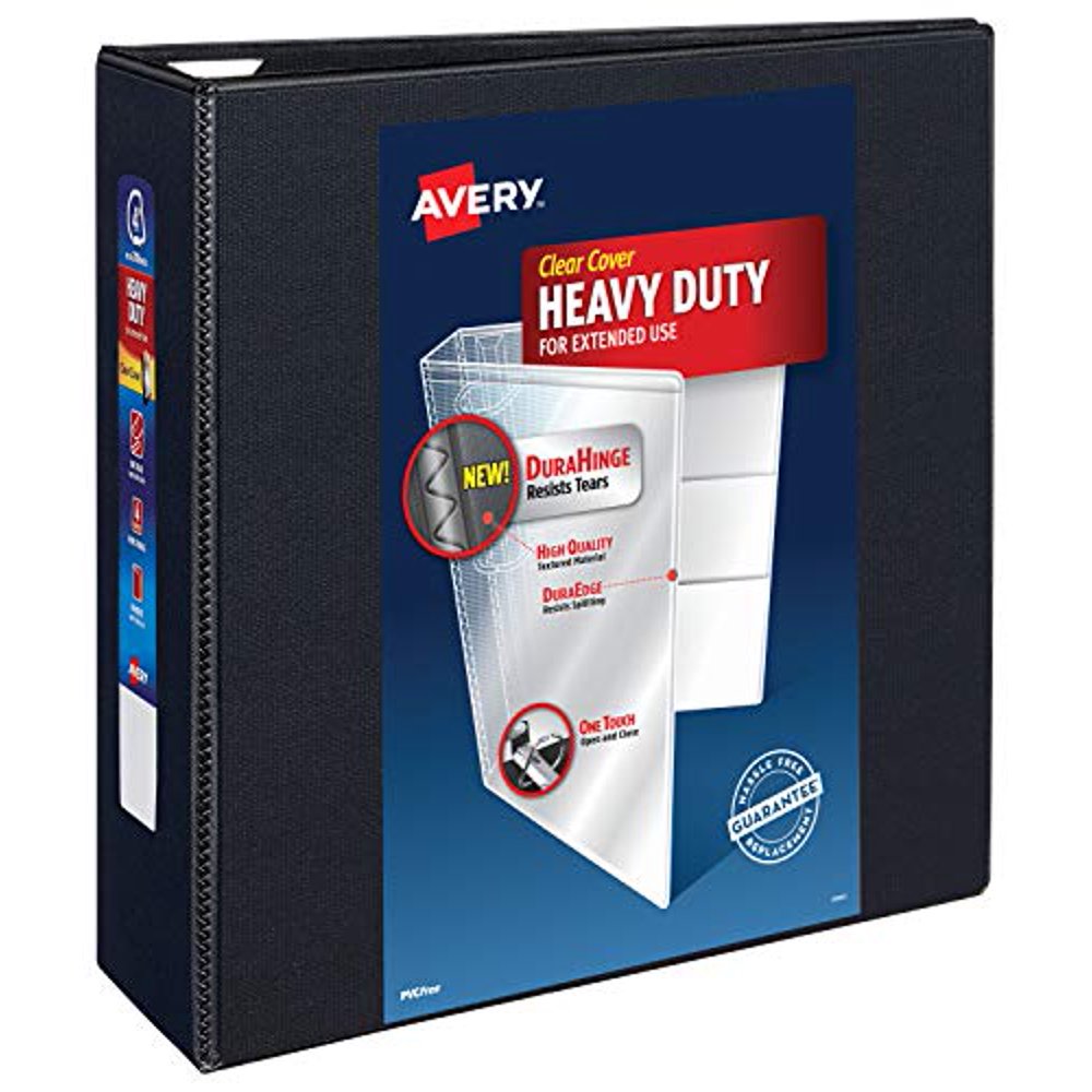 Avery Heavy Duty View 3 Ring Binder, 4" One Touch EZD Ring, Holds 8.5