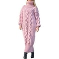 thumbnail image 1 of xiaxaixu Robe Longue d'Hiver en Tricot pour Femmes Couleur Unie Manches Longues Col Montant Robe Chandail Ample, 1 of 3