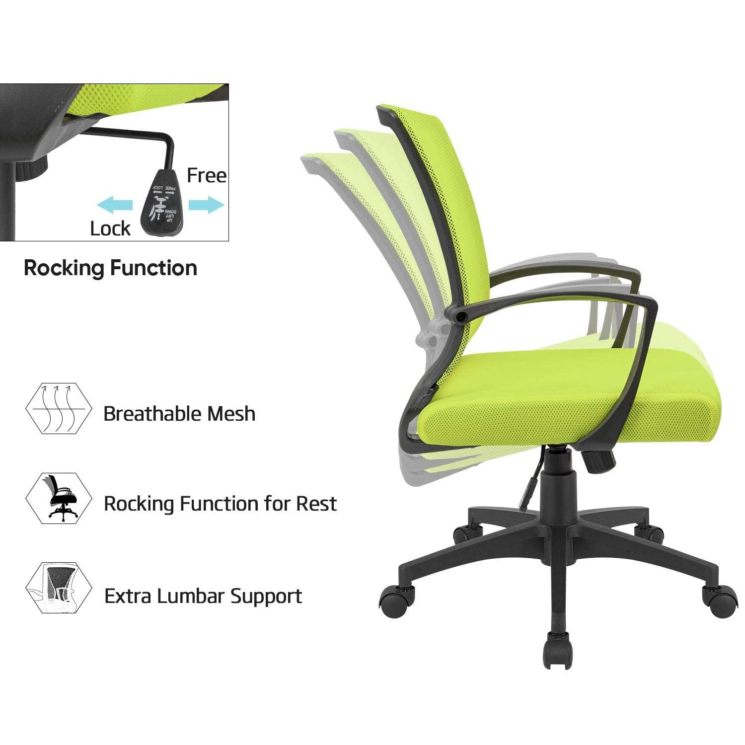 Homall Mid Back Office Chair Computer Ergonomic Mesh Chair Adjustable Mesh Chair with Armrest, Cyan