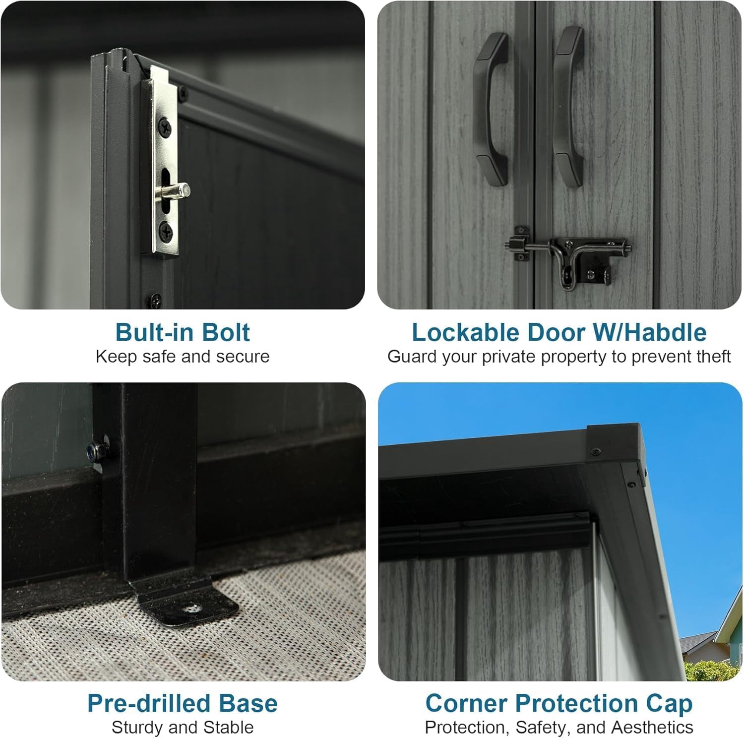 BACKYARD BEAUTIFUL 6 x 8 FT Resin Storage Shed, Waterproof Plastic Tool Shed with Windows, Vents, Lockable Double Doors, Sloped Roof for Garden, Patio, Backyard, Gray