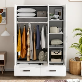 Walker Edison Coastal 4 Drawer, 1 Door Wardrobe, Birch