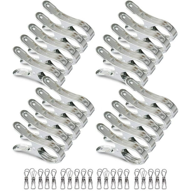 Pinzas grandes de acero inoxidable para ropa, 18 piezas, pinzas para toallas de playa de acero inoxidable para toallas de playa, toallas, edredones, ropa, edredones, sábanas, alfombras, 12 cm