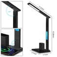 thumbnail image 6 of Desk Lamp, LED Desk Lamps for Home Office, Wireless Charger Touch Table Lamp with Pen Holder, Dimmable Office Desk Light with Clock, Alarm, Date, Temp, Foldable Lamp for Table Bedroom Office, Black, 6 of 7