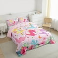 thumbnail image 4 of Manfei Teens Kawaii Dinosaur Full Size Comforter Sets, Cute Cartoon Animal Bedding Comforter Set, Palm Flower Botanical Reversible Bedding Sets, Breathable Home Decor, 3 Pieces, 4 of 9