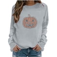 thumbnail image 2 of Luivaraty Sweatshirt for Women Crew Neck Fall Outfits Tops Casual Losse Long Sleeve Halloween Rhinestone Pumpkin Face Sweatshirt, S-2XL, 2 of 5