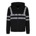 thumbnail image 4 of Iugvhana Mens Zip Up Fleece Hoodies Hooded High Visibility Reflective Sweatshirt Safety Security Work Hoodie for Men/Women Black M, 4 of 5