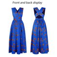 thumbnail image 4 of Vestido africano sexy para mujer Vestido largo maxi con cuello en V Vestido multiusos Vestido plisado Estampado floral - Azul Adepaton BST3005873-2, 4 of 6