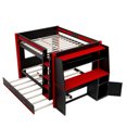 thumbnail image 6 of Harper & Bright Designs Full Size Gaming Bunk Bed with Desk and Trundle, Space-Saving Wooden Gamer Bunk Bedframe with Storage Bookshelves and LED Light for Bedroom, Black+Red, 6 of 11