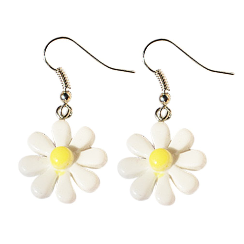 Fashion Fresh Daisy Flower Earrings Metal  Dangle Drop Earring For Women Girl