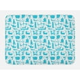thumbnail image 1 of Dogs Bath Mat, Funny Puppies in Aquatic Vibrant Tone Labrador Retriever Doodle Theme, Plush Bathroom Decor Mat with Non Slip Backing, 29.5" X 17.5", Blue and White, by Ambesonne, 1 of 2
