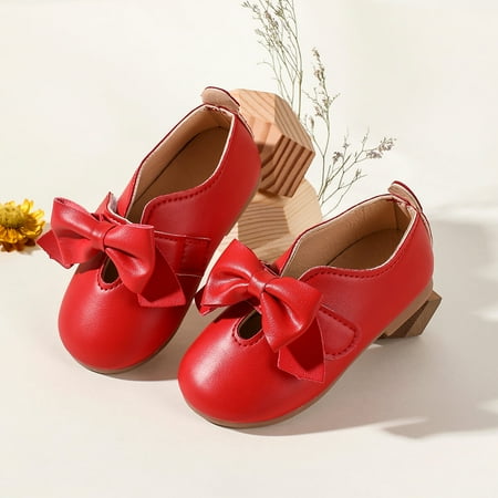 

Girls Mary Jane Flats Faux Leather Bowknot Design Soft Sole Anti Slip Princess Dress Shoes