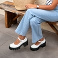 thumbnail image 6 of BURUDANI Womens Ballet Mary Jane Low Heel Chunky Ankle Strap Pumps Non-Slip Platform Dress Shoes Round Toe NAVY Size 10, 6 of 7